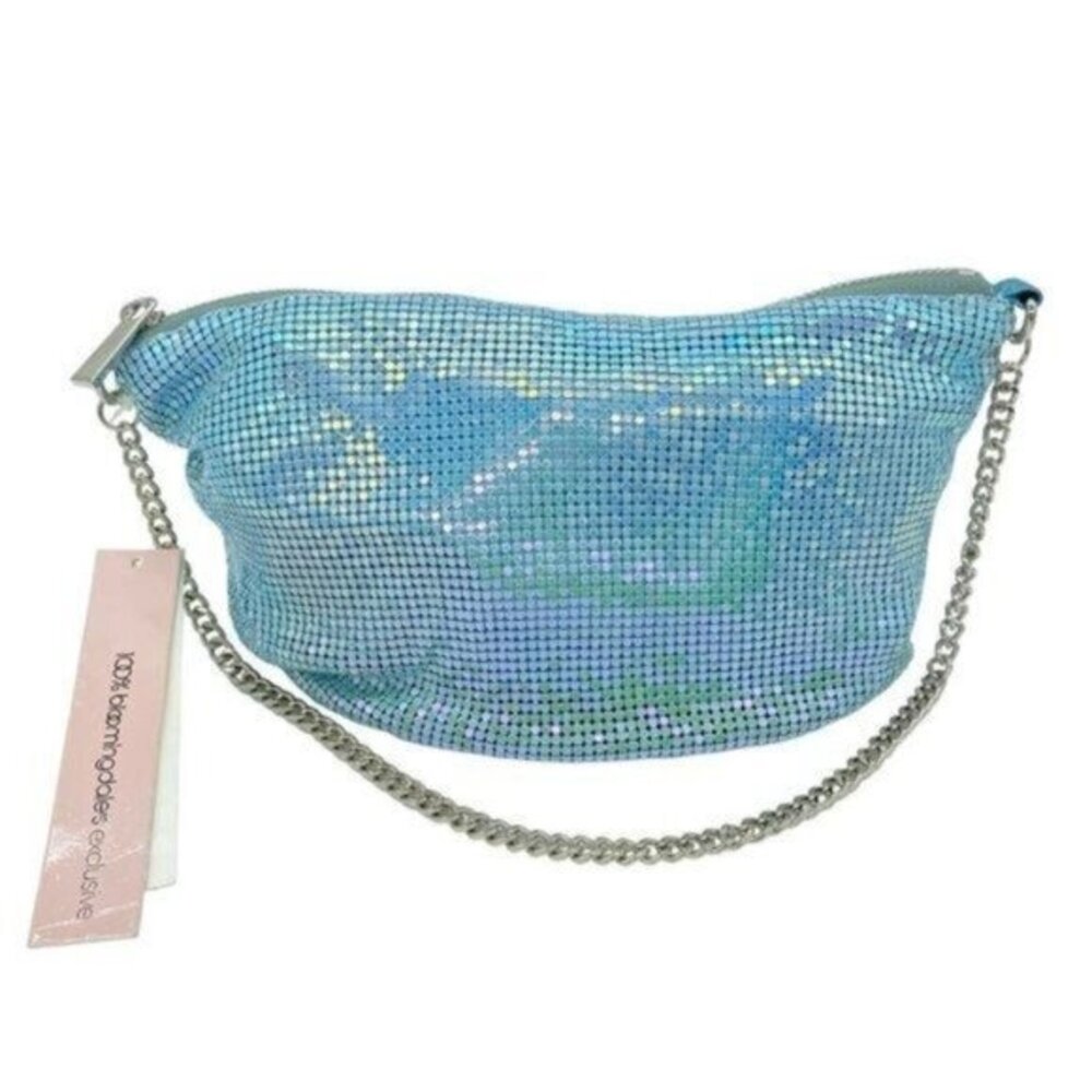 Aqua Mesh Baguette Shoulder Bag Blue Green Mermaid Purse